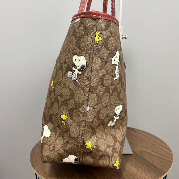 COACH X PEANUTS CITY TOTE IN SIGNATURE CANVAS WITH SNOOPY (CF166) - Picture 2 of 9